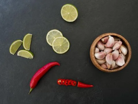 Fresh vegetables on slate background Foto stock
