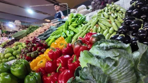 Fresh Vegetables at Souk El Had in Agadir, Morocco : 26-07-2024 Video stock 280827787