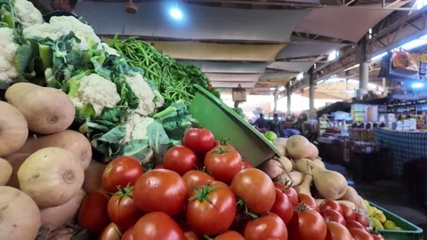 Fresh Vegetables at Souk El Had in Agadir, Morocco : 26-07-2024 Stock-Footage 280828103