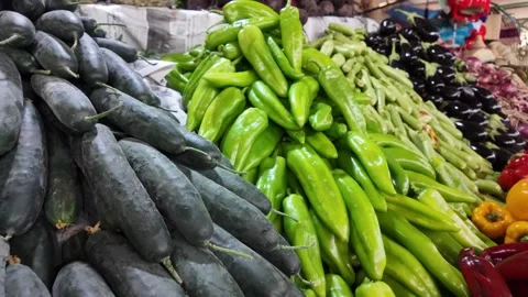Fresh Vegetables at Souk El Had in Agadir, Morocco : 30-07-2024 Video stock 280828636