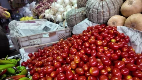 Fresh Vegetables at Souk El Had in Agadir, Morocco : 26-07-2024 Stock Footage 280832021