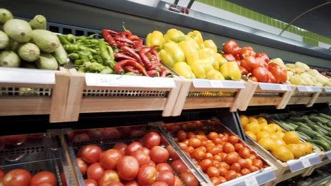 Fresh Vegetables in a Supermarket Stock Footage