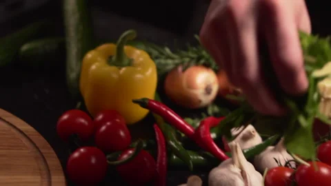 Fresh vegetables on the table. Stock Footage 144344230