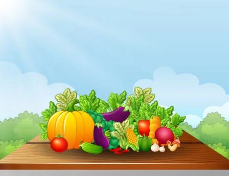 Fresh vegetables on the table illustration Stock Illustration