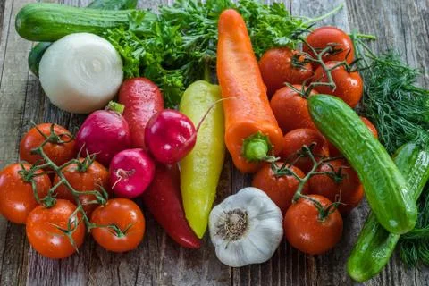 Fresh Vegetables on a Table Stock Photos