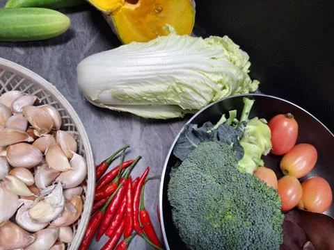 Fresh vegetables on the table. Stock Photos