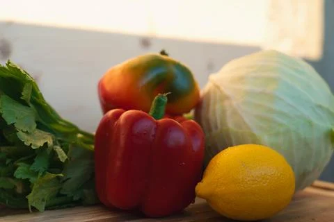 Fresh vegetables on the table Stockfoto's