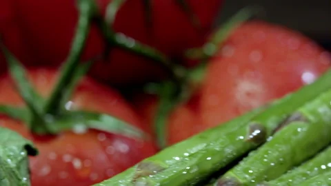 Fresh Vegetables Table Top Display 05 Stock Footage 164796988