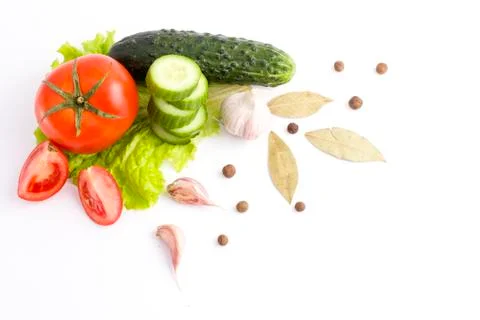 Fresh vegetables on a white background. Composition from vegetables. Red and Stock Photos