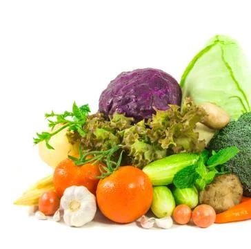 Fresh vegetables on white background Stock Photos