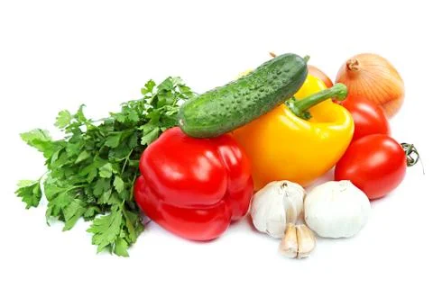 Fresh vegetables on a white background. Stock Photos