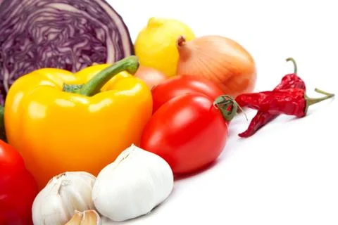 Fresh vegetables on a white background. Stock Photos