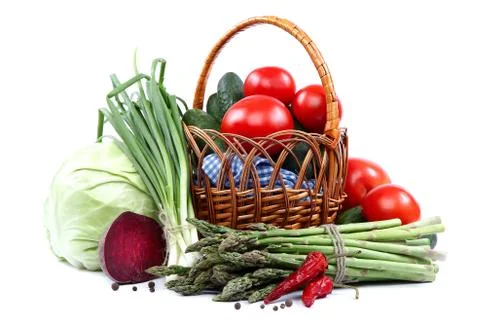 Fresh vegetables on a white background. Stock Photos