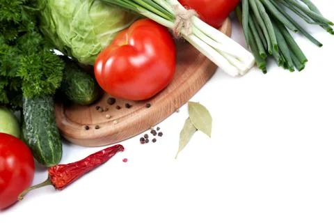 Fresh vegetables on a white background. Stock Photos