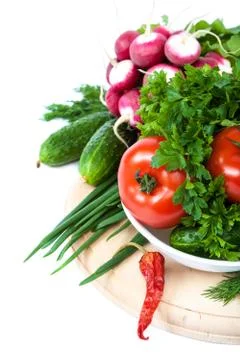 Fresh vegetables on a white background. Stock Photos