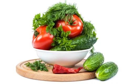 Fresh vegetables on a white background. Stock Photos