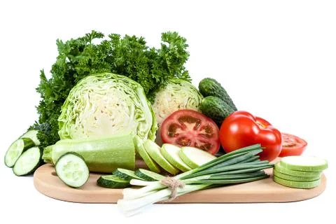 Fresh vegetables on a white background. Stock Photos