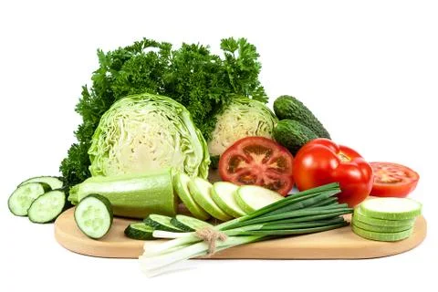Fresh vegetables on a white background. Stock Photos
