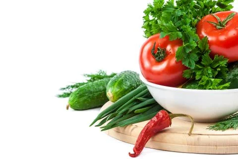 Fresh vegetables on a white background. Stock Photos