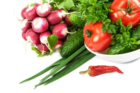 Fresh vegetables on a white background. Stock Photos