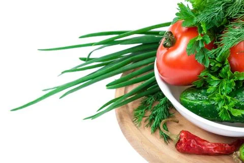Fresh vegetables on a white background. Stock Photos
