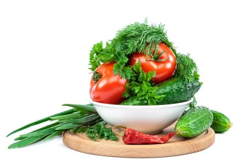 Fresh vegetables on a white background. Stock Photos