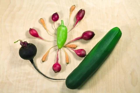 Fresh vegetables on wood background Stock Photos