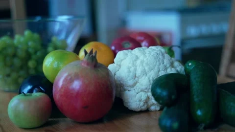 Fresh vegetables on the wooden table Stock Footage 219691405