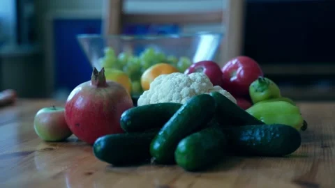Fresh vegetables on the wooden table Stock Footage 219691407