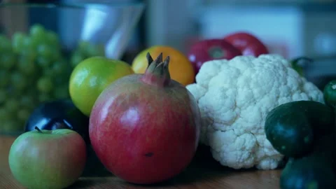 Fresh vegetables on the wooden table Stock Footage 219691415