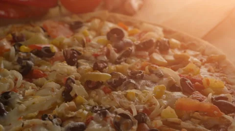 Fresh Vegetarian Pizza Stock Footage 62479749