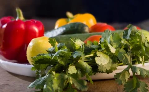Fresh vegetbles on plate Stock Photos