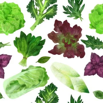 Fresh veggies, seamless pattern, hand drawn vector Stock Illustration