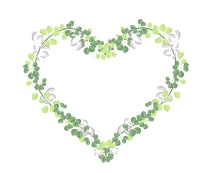 Fresh Vine Leaves in Beautiful Heart Shape Stock Illustration