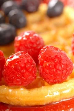 Fresh waffle with fruit Stock Photos