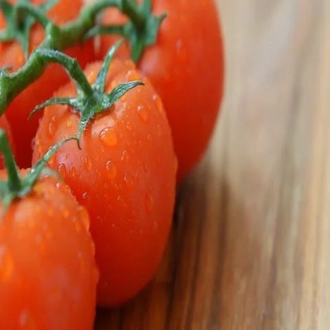 Fresh washed bunch of cherry tomatoes Stock Footage 69485358