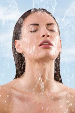 Fresh water on face Stock Photos