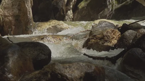 Fresh Water Flowing Through Mountain Stream Stock Footage 92428537