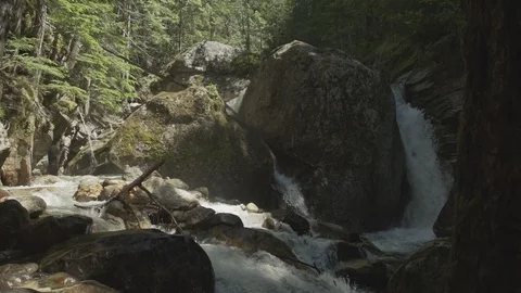 Fresh Water Flowing Through Mountain Stream Stock Footage 92428625