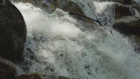 Fresh Water Flowing Through Mountain Stream Stock Footage 92428718
