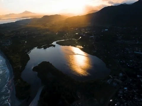 Fresh Water Lake at Sunset Stock Footage 80790838