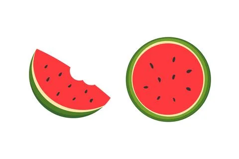 Fresh Watermelon Collection Vector Illustration with Whole Fruit Cross Sect.. Stock Illustration