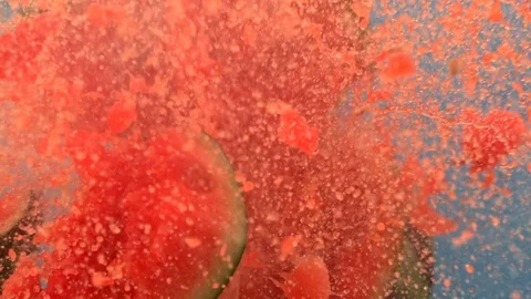 Fresh Watermelon Fruit Juice splashing out. Stock Footage