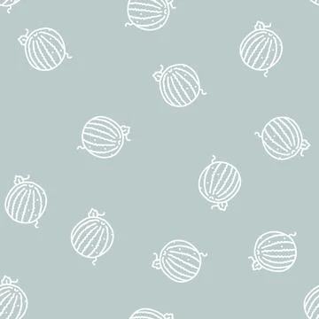 Fresh watermelon leaf line seamless pattern Illustrazione stock
