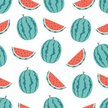 Fresh watermelon seamless pattern. Healthy and organic food. Stockillustratie