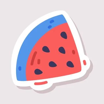 Fresh Watermelon Slice as Creative Element and Sticker Isolated on White 스톡 일러스트