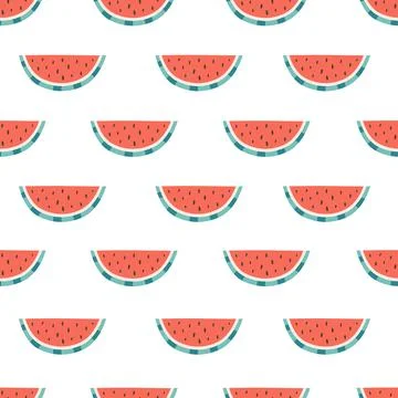 Fresh watermelon slice seamless pattern. Healthy and organic food Иллюстрация
