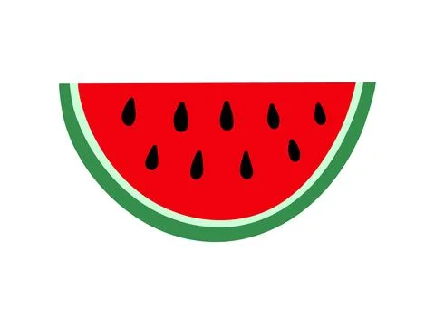 Fresh watermelon slice with seeds. Vector flat illustration isolated on white Stock Illustration