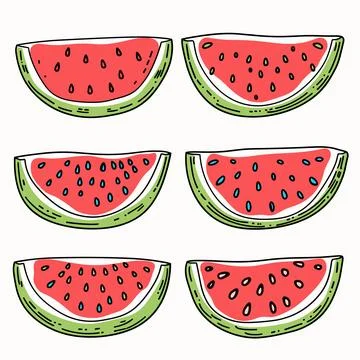 Fresh watermelon slices pattern summer fruit juicy snack ripe sweet delicious Stock Illustration