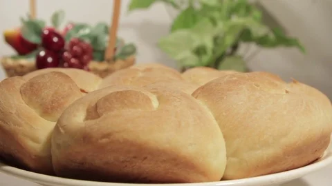 Fresh wheat bread fresh from the oven Stock Footage 70285034